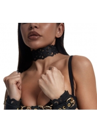 Черный ажурный чокер с золотистой фурнитурой - Crazy Handmade - купить с доставкой в Самаре