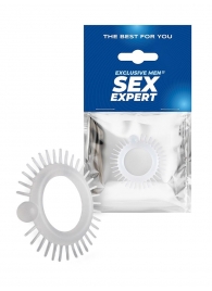 Эластичное эрекционное кольцо с шипиками и шариком - Sex Expert - в Самаре купить с доставкой