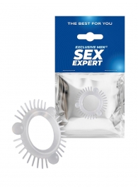 Эластичное эрекционное кольцо с 3 шариками и шипами - Sex Expert - в Самаре купить с доставкой