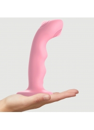 Розовая насадка-стимулятор Strap-On-Me Tapping Dildo Wave - Strap-on-me - купить с доставкой в Самаре