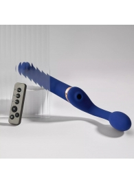 Синий безремневой страпон Multi Orgasm Bendable Strap-On size L с клиторальной стимуляцией - Strap-on-me - купить с доставкой в Самаре