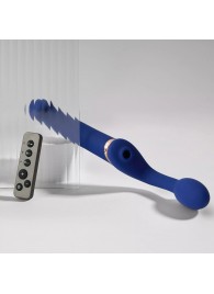 Синий безремневой страпон Multi Orgasm Bendable Strap-On size XL с клиторальной стимуляцией - Strap-on-me - купить с доставкой в Самаре