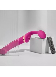 Ярко-розовый безремневой страпон Multi Orgasm Bendable Strap-On size L с клиторальной стимуляцией - Strap-on-me - купить с доставкой в Самаре