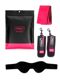 Черно-розовый эротический набор: маска, наручники и повязка - Erokay - купить с доставкой в Самаре