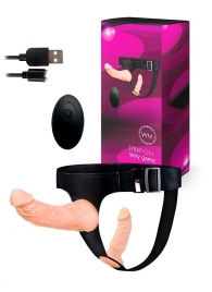 Женский страпон с 2 насадками, вибрацией и пультом ДУ - Erowoman-Eroman - купить с доставкой в Самаре