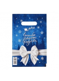 Сине-белый подарочный новогодний пакет с вырубной ручкой (20х30 см) - Сима-Ленд - купить с доставкой в Самаре