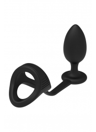 Черное эрекционное кольцо с анальной пробкой Cockstrap With Anal Plug - Dream Toys - в Самаре купить с доставкой