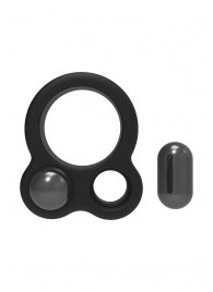 Черное эрекционное кольцо с утяжелителями Cockring Dual Weight - Dream Toys - в Самаре купить с доставкой