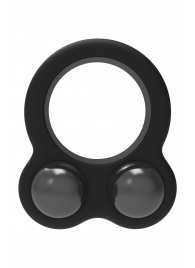Черное эрекционное кольцо с утяжелителями Cockring Dual Weight - Dream Toys - в Самаре купить с доставкой