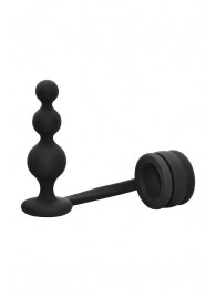 Черное эрекционное кольцо с анальной елочкой Cockring With Beaded Anal Plug - Dream Toys - в Самаре купить с доставкой