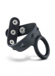 Черное эрекционное кольцо с подхватом мошонки на кнопках VS6 - Blush Novelties - в Самаре купить с доставкой