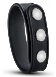 Черное эрекционное кольцо на кнопках - Blush Novelties - в Самаре купить с доставкой