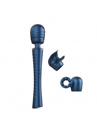 Синий вибромассажёр с насадками Man.wand Edgy - Manwan - в Самаре купить с доставкой