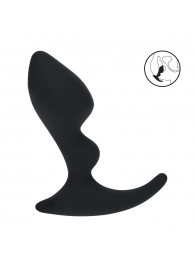 Черная анальная пробка для массажа простаты Double Ripple Silicone Prostate Massager - Shots Media BV - в Самаре купить с доставкой