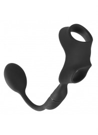 Черное виброкольцо с анальной пробкой Cock Ring with RC Butt Plug - Orion - в Самаре купить с доставкой