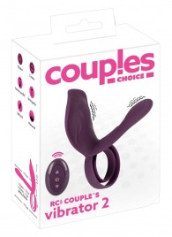 Фиолетовая насадка на член с клиторальным отростком и пультом ДУ RC Couple’s Vibrator 2 - Orion - в Самаре купить с доставкой