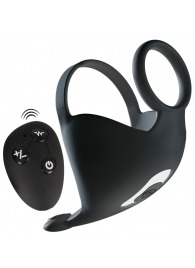 Черная вибронасадка для эрекции и стимуляции мошонки Cock ring with RC ball massager - Orion - в Самаре купить с доставкой