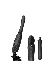 Черная секс-машина с функцией нагрева, насадками и присоской Sesh - Zalo - купить с доставкой в Самаре