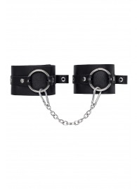 Черные оковы из толстой кожи с люверсами - Pecado - купить с доставкой в Самаре