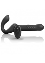 Черный безремневой страпон с вибрацией и возвратно-поступательными движениями - 24 см. - Ibiza - купить с доставкой в Самаре