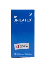 Классические презервативы Unilatex Natural Plain - 12 шт. + 3 шт. в подарок - Unilatex - купить с доставкой в Самаре