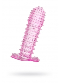 Гелевая розовая насадка с шипами - 12 см. - Toyfa Basic - в Самаре купить с доставкой