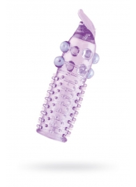 Гелевая фиолетовая насадка с шариками, шипами и усиком - 11 см. - Toyfa Basic - в Самаре купить с доставкой