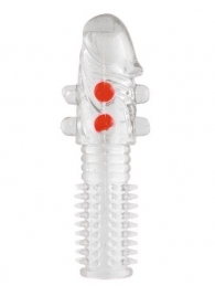 Гелевая прозрачная насадка с шариками и шипами - 14 см. - Toyfa Basic - в Самаре купить с доставкой