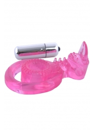 Розовая вибронасадка со стимулятор клитора   Язычок - Toyfa Basic - в Самаре купить с доставкой