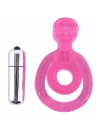 Розовая вибронасадка со стимулятор клитора   Язычок - Toyfa Basic - в Самаре купить с доставкой