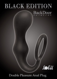 Чёрное эрекционное кольцо с анальной пробкой Double Pleasure Anal Plug - Lola Games - в Самаре купить с доставкой