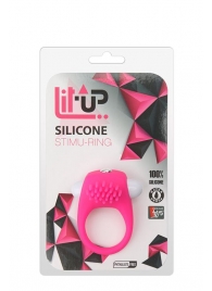 Розовое эрекционное кольцо с щеточкой LIT-UP SILICONE STIMU RING 5 - Dream Toys - в Самаре купить с доставкой