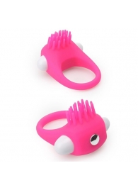 Розовое эрекционное кольцо с щеточкой LIT-UP SILICONE STIMU RING 5 - Dream Toys - в Самаре купить с доставкой