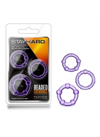 Набор из 3 фиолетовых эрекционных колец Stay Hard Beaded Cockrings - Blush Novelties - в Самаре купить с доставкой