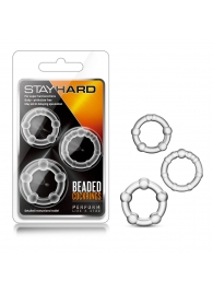 Набор из 3 прозрачных эрекционных колец Stay Hard Beaded Cockrings - Blush Novelties - в Самаре купить с доставкой