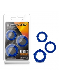 Набор из 3 синих эрекционных колец Stay Hard Beaded Cockrings - Blush Novelties - в Самаре купить с доставкой