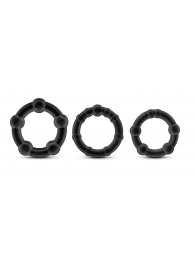 Набор из 3 чёрных эрекционных колец Stay Hard Beaded Cockrings - Blush Novelties - в Самаре купить с доставкой