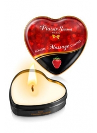 Массажная свеча с ароматом клубники Bougie Massage Candle - 35 мл. - Plaisir Secret - купить с доставкой в Самаре