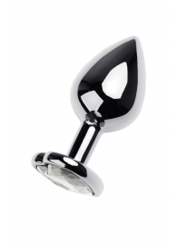 Серебристая анальная пробка с прозрачным кристаллом-сердцем - 8 см. - ToyFa - купить с доставкой в Самаре