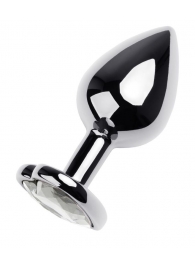 Серебристая анальная пробка с прозрачным кристаллом-сердцем - 8 см. - ToyFa - купить с доставкой в Самаре