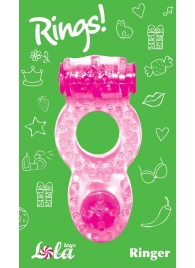 Розовое эрекционное кольцо с вибрацией Rings Ringer - Lola Games - в Самаре купить с доставкой