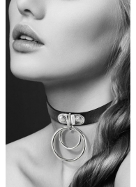 Черный чокер с двумя кольцами - Bijoux Pour Toi - купить с доставкой в Самаре
