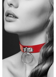 Красный узенький чокер с кольцом - Bijoux Pour Toi - купить с доставкой в Самаре