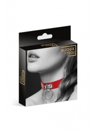 Красный узенький чокер с кольцом - Bijoux Pour Toi - купить с доставкой в Самаре