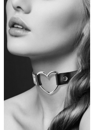 Чёрный чокер с кольцом в форме сердца - Bijoux Pour Toi - купить с доставкой в Самаре