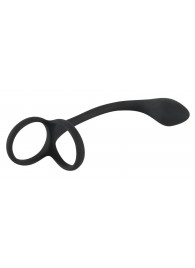 Эрекционное кольцо с утяжкой на мошонку и анальным плаг Black Velvets - Orion - в Самаре купить с доставкой