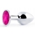 Серебристая анальная пробка с малиновым кристаллом - 7,2 см. - Anal Jewelry Plug - купить с доставкой в Самаре