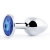 Анальное украшение BUTT PLUG  Small с синим кристаллом - 7 см. - Anal Jewelry Plug - купить с доставкой в Самаре