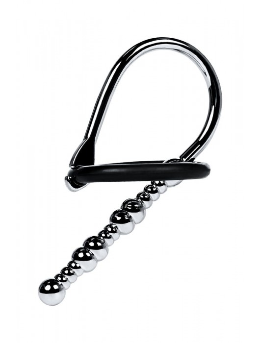 Серебристый уретральный плаг-бусины TOYFA Metal с мягким фиксириющим кольцом - ToyFa - купить с доставкой в Самаре