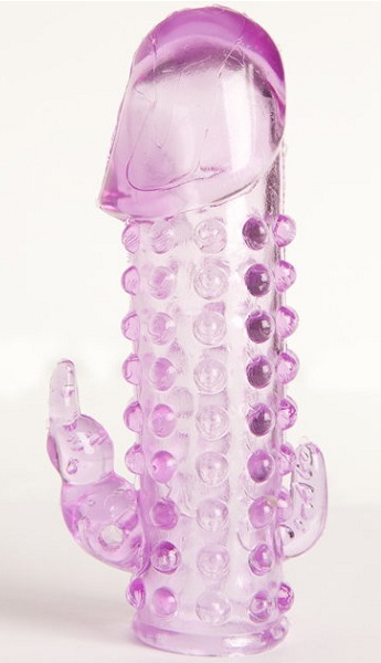 Закрытая фиолетовая насадка с 2 отростками - 13 см. - Toyfa Basic - в Самаре купить с доставкой